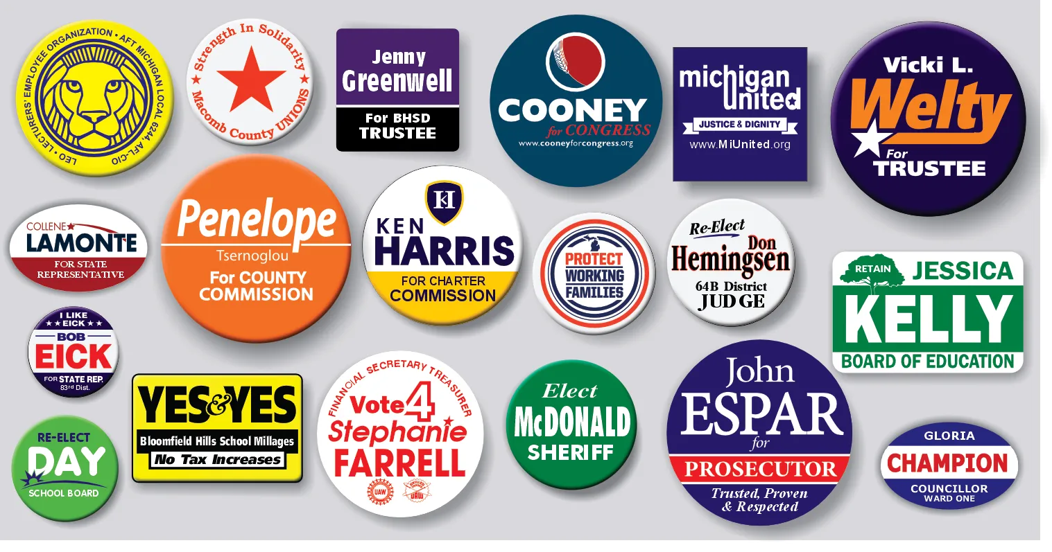 Collection of political campaign buttons