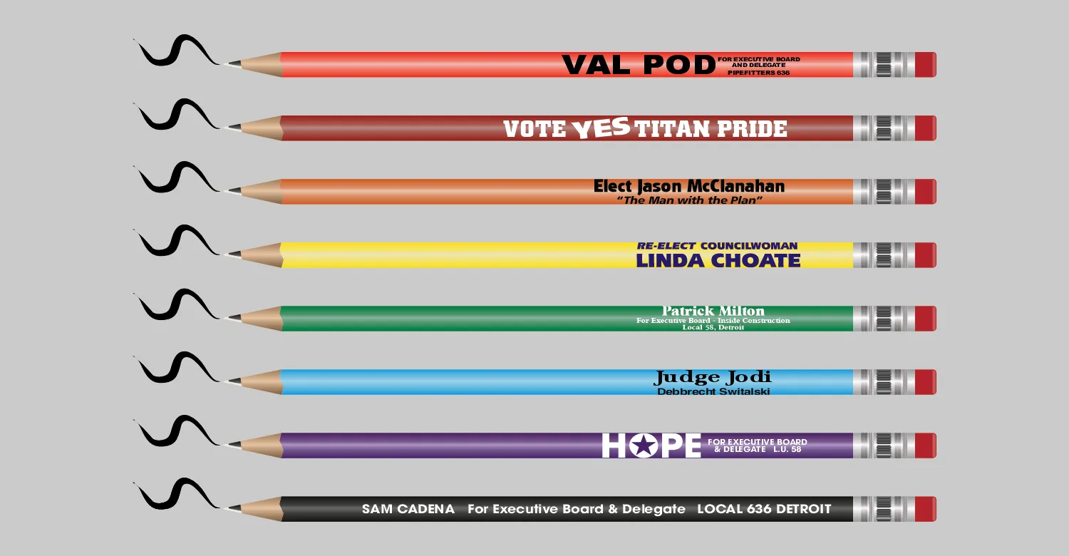 Campaign pencils in various colors